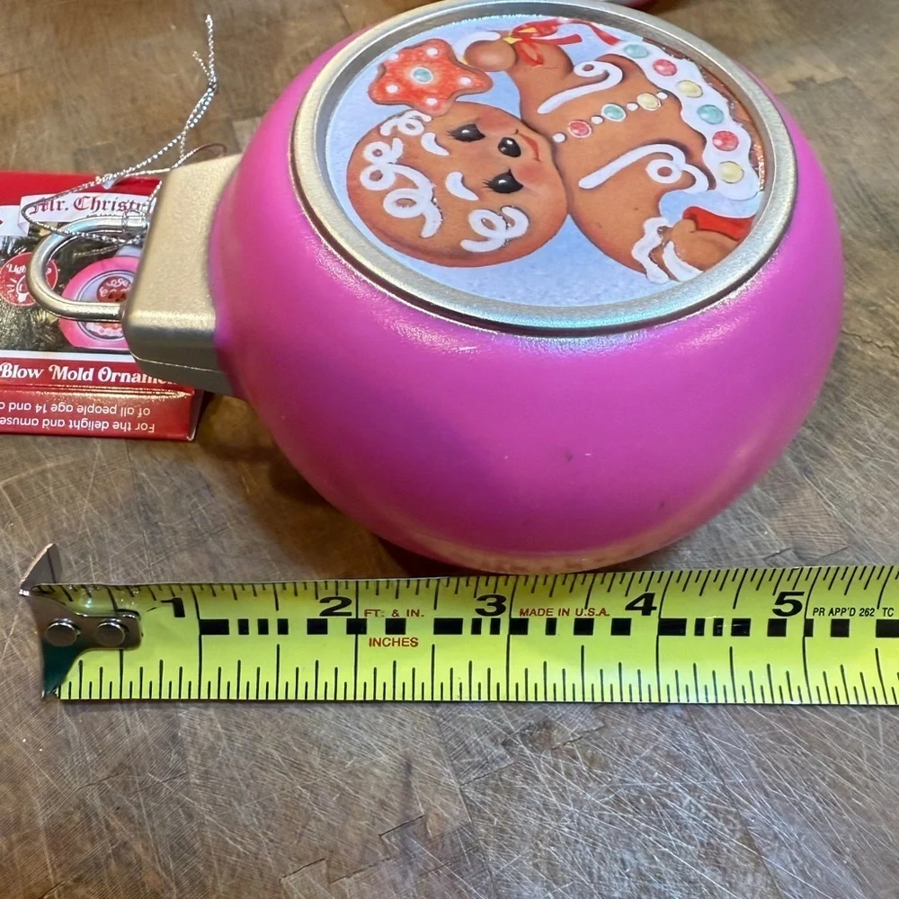 Pink Gingerbread Holiday Ornament 5” Retro Mr. Christmas Mini Blow Mold Lighted